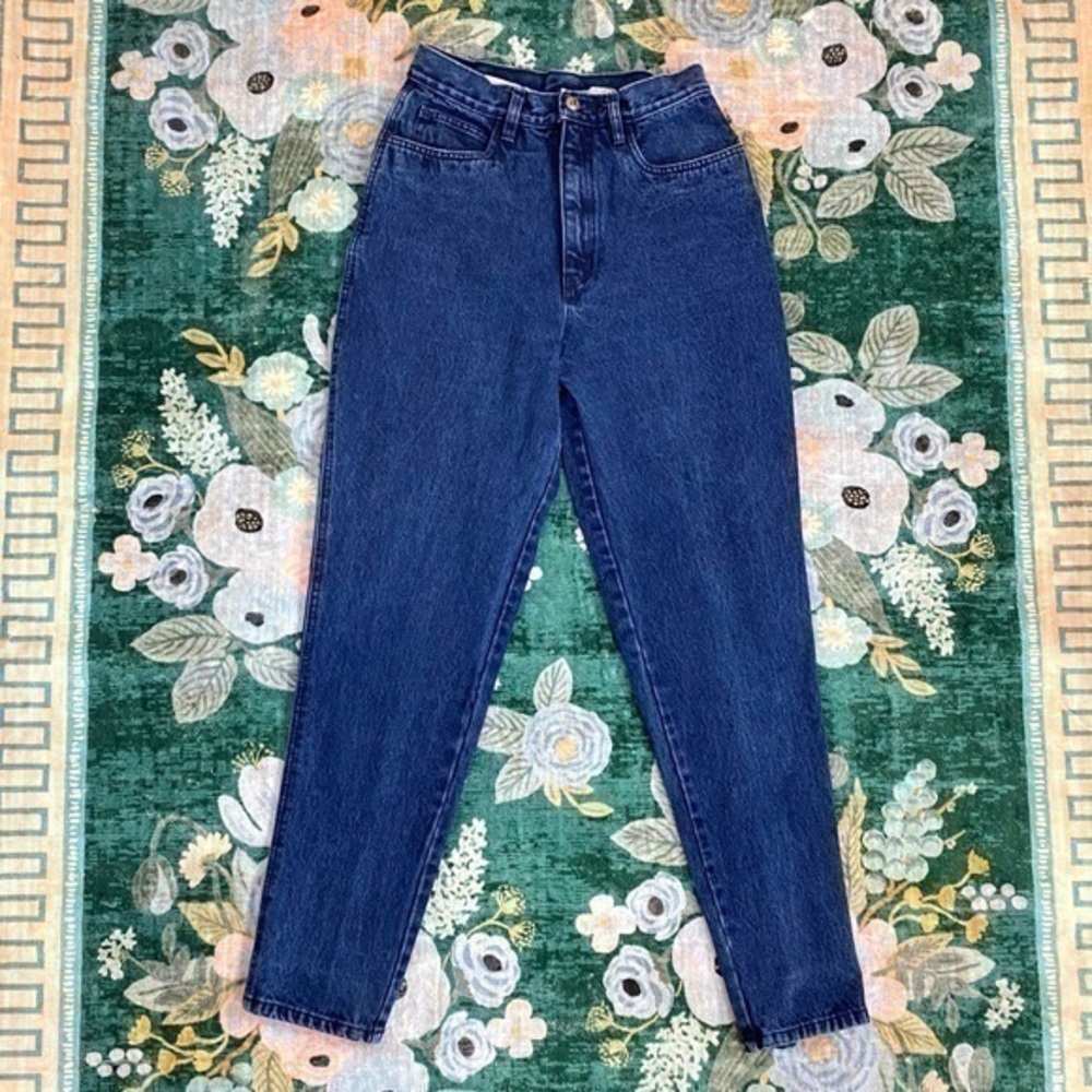 Vintage Mom Jeans Rio High Waisted Tapered 1990s 80s  Dark Retro Blue 25